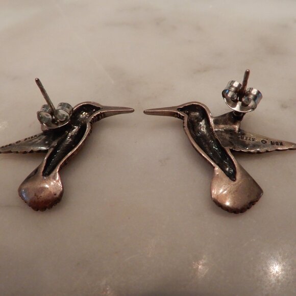 Kabana Vintage Silver Humming Bird Earrings - Picture 3 of 5